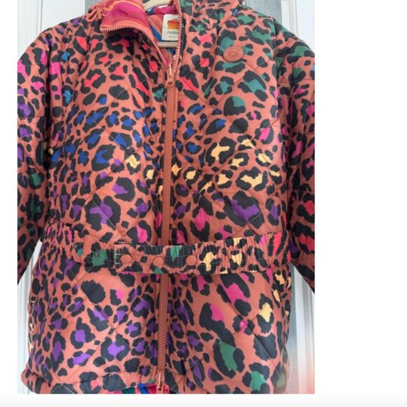 FARM Rio Reversible Hooded Puffer Coat Animal Print Dopamine Tropical - Picture 8 of 16